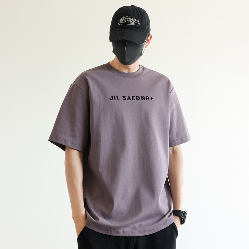 Ice Silk Cotton Loose Letter Print Short Designer Hoodie Designer Shirt Sleeve T-shirt For Men Summer 2025 New Breathable Cool Heavyweight Crew Neck Tee