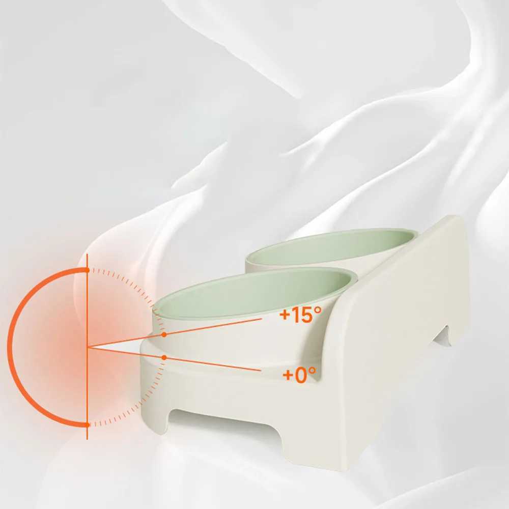 EcoFriendly Cat Bowl DualBowl Set Slanted Mouth Food Water Bowl for Cats Also Suitable for Dogs C251009