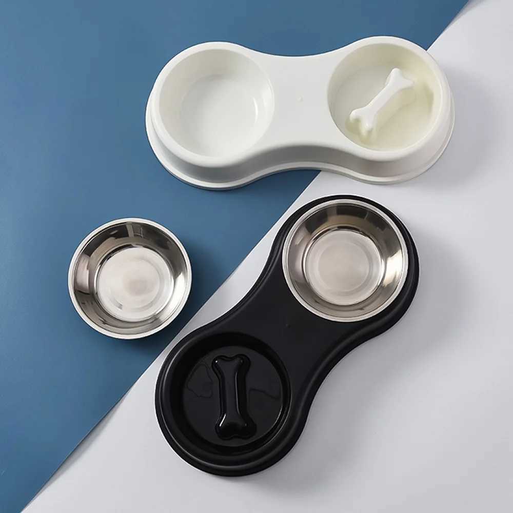 Pet Slow Feeder Bowl Stainless Steel Double Bowl Dog Food Cat Bowl AntiChoke Feeder Dish for Puppy Kitten Durable Pet Supplies C251009