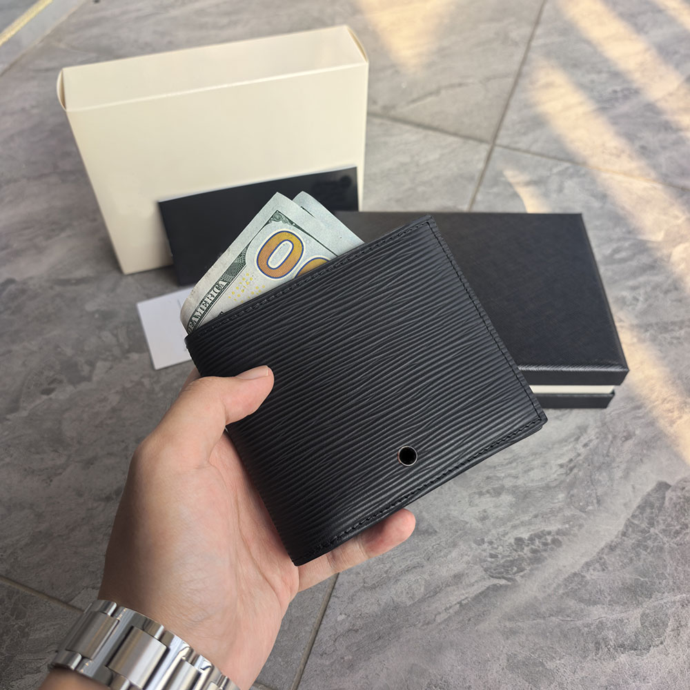 Wallet Cardholder Genuine Leather Top Quality Men Wallet Cash Pocket Coin Pure Ripple 130927 Luxury Designer Wallet Credit Card Wallet Women Purse ID Case gift box