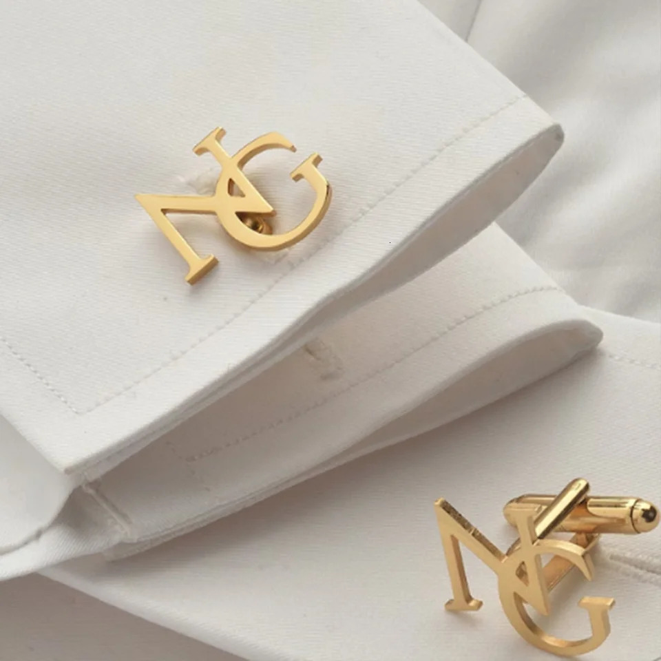 Custom Cufflinks for Mens Personalized Letter Stainless Steel Suit Shirt Button Wedding Groomsmen Fathers Day Gifts251008