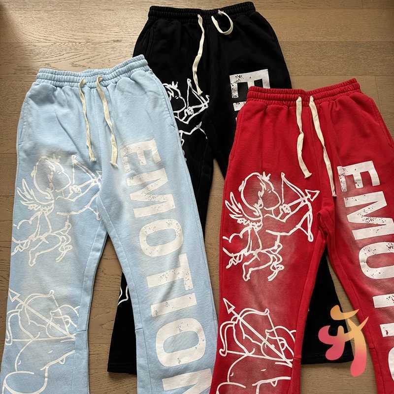 Winter Hiphop Strt Angel Love Graffiti Print Trousers MIXED EMOTION Pants Casual Men Women Cotton Drawstring Jogging Pants X251010