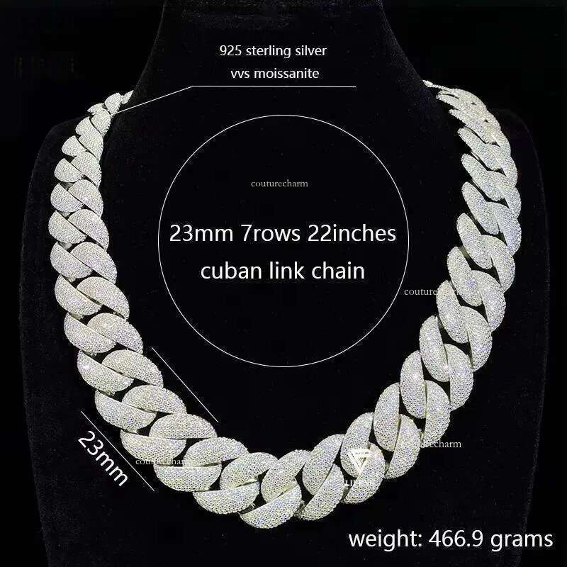23mm high quality hip-hop jewelry Big Cuban Link chain Custom Men's necklace Ice out VVS Moissanite Dia with Gra certified free delivery