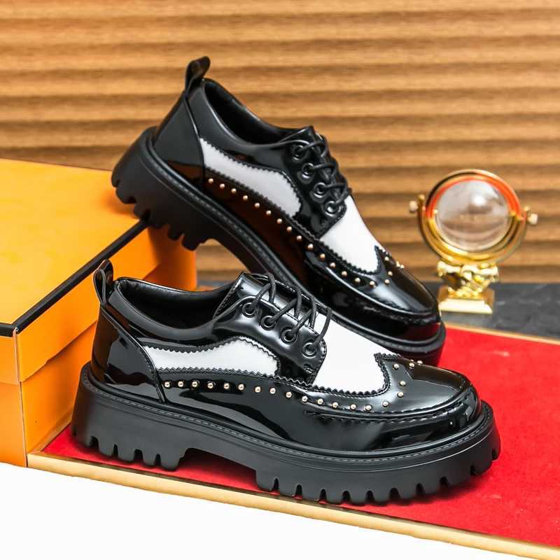 Men Casual Office Business Formal Oxford Thick Bottom Dress Shoes Men Gentleman Outdoor Patent Leather Wedding Shoes FiXJ251010