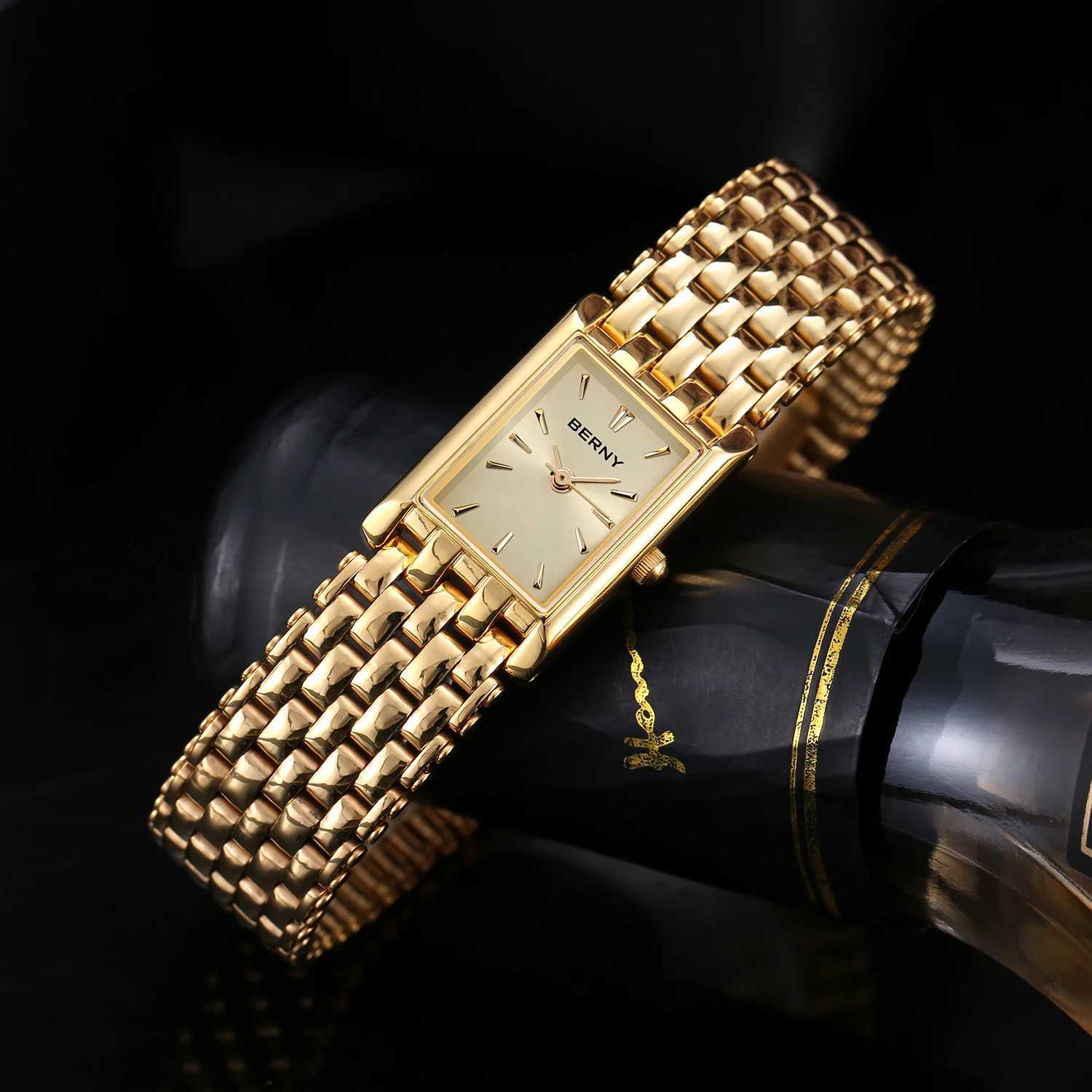 BERNY Gold Watch for Women Square Ladies Quartz Wristwatches Stainless Steel Women Small Gold Watch Luxury Casual Fashion Watch Z251009