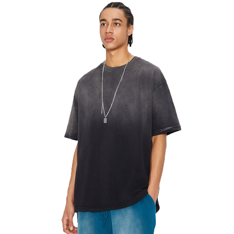 BLNCG Men's Oversized Heavyweight Washed Cotton T-Shirt - Summer Vintage American Style Drop Shoulder, Loose Fit Short Sleeve Tee-X-17