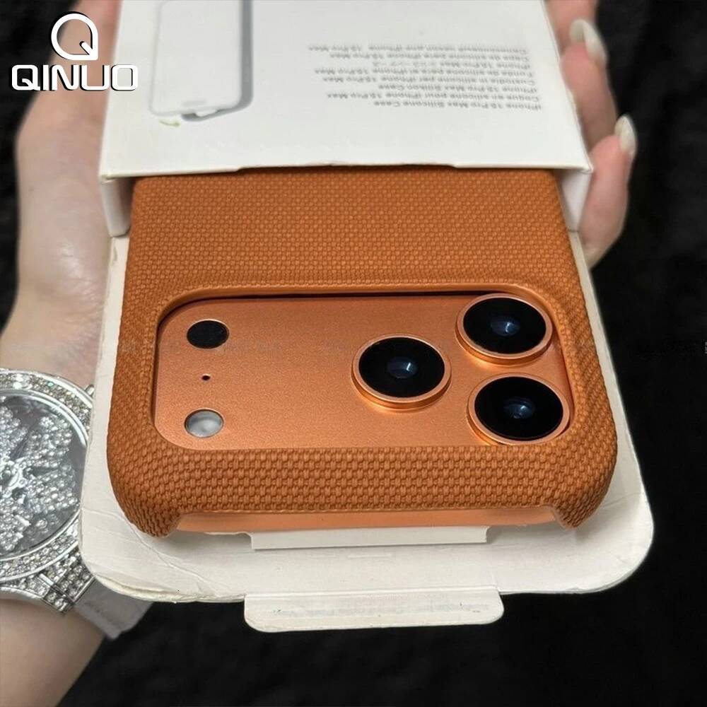 Original Splice Leather Nylon Fabric Case For iPhone 17 Air 16 15 14 Plus 13 12 Pro Max Frameless Cooling Matte Shockproof Cover
