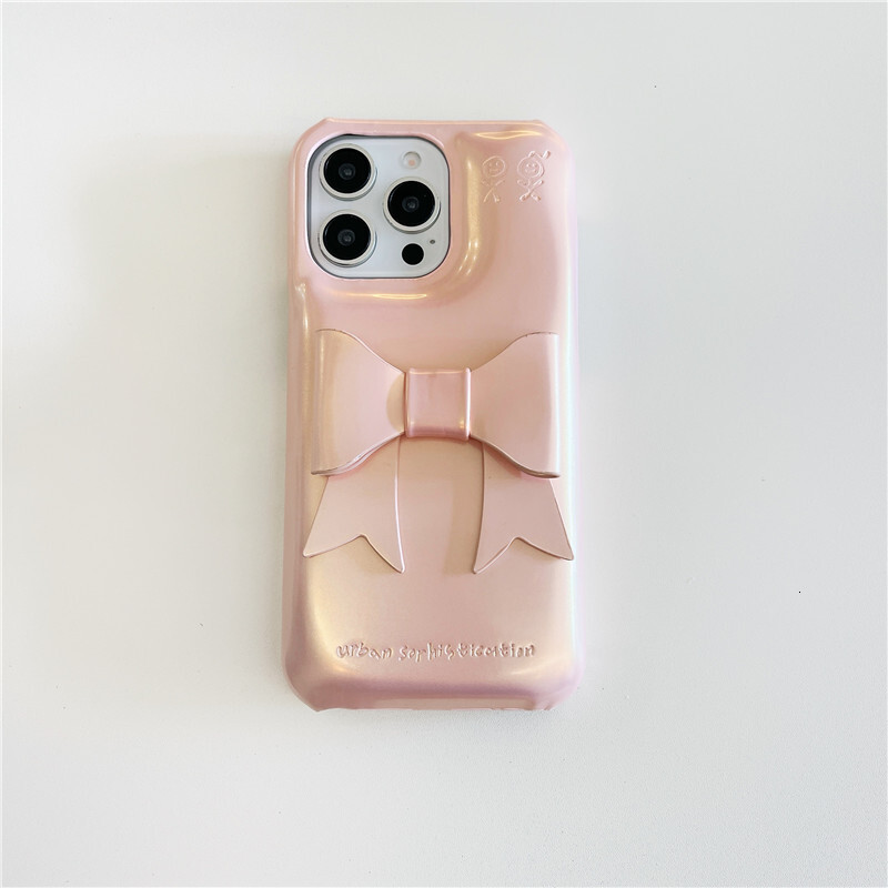 for iPhone17 Case, Simple Pure Color Cute 3D Bow Smooth Feel Suitable for Girls Shockproof and Wear-Resistant Phone Case