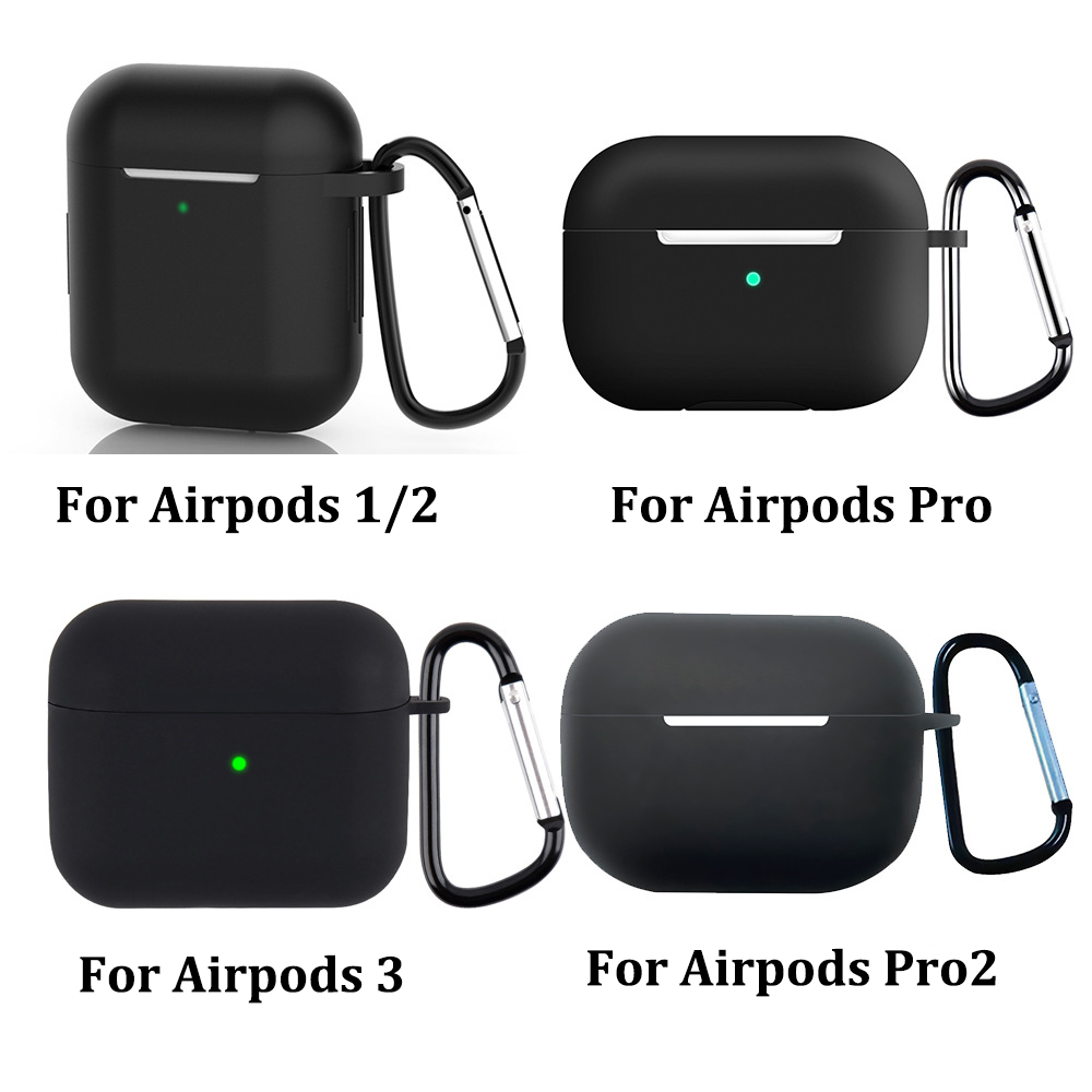 Soft Silicone Protective Cases Wireless Earphone Shockproof Protective Bag Anti-drop With Hook For Apple AirPods 1 2 3 4 Pro Pro2