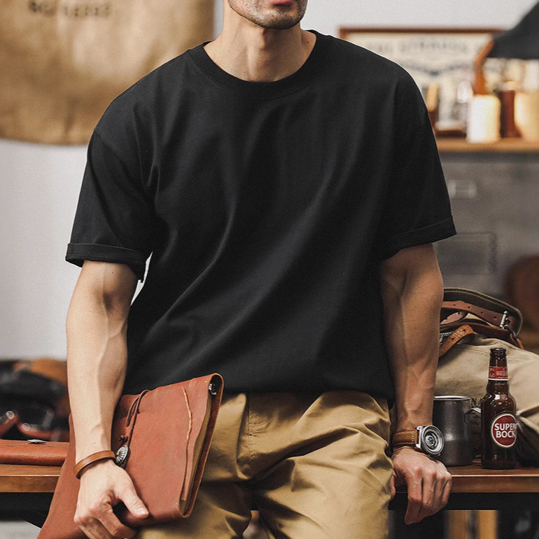 American Heavyweight 250g Pure Cotton Designer Shirt Short Sleeve T-shirt For Men Designer Hoodie 2025 New Summer Loose Basic Versatile Solid Color Base Shirt