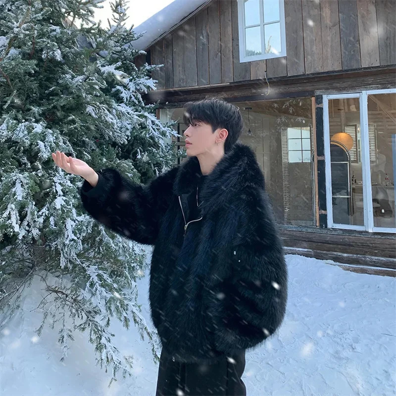 Pi Shuai Coat Winter AutumnWinter Men Style Fox Fur Coat Leather Fashion Loose Thick Warm Coat 250929