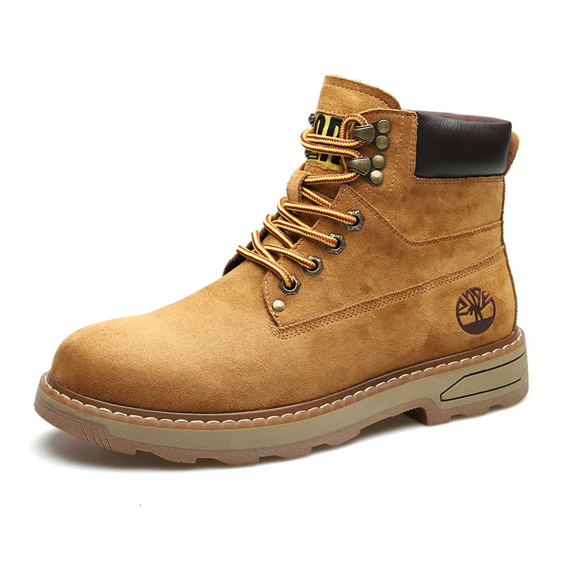 Autumn Winter Velvet Platform Boots for Men ner Softsoled Cow Suede Work Shoes Man Fashion Nonslip Yellow Ankle Boot Male 251010