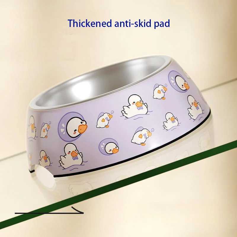 1Pcs Cat Feeding Bowl Stainless Steel Cute Drinking Fountain Antidumping Large Capacity Melamine Pet Supplies Thick Nonslip C251009