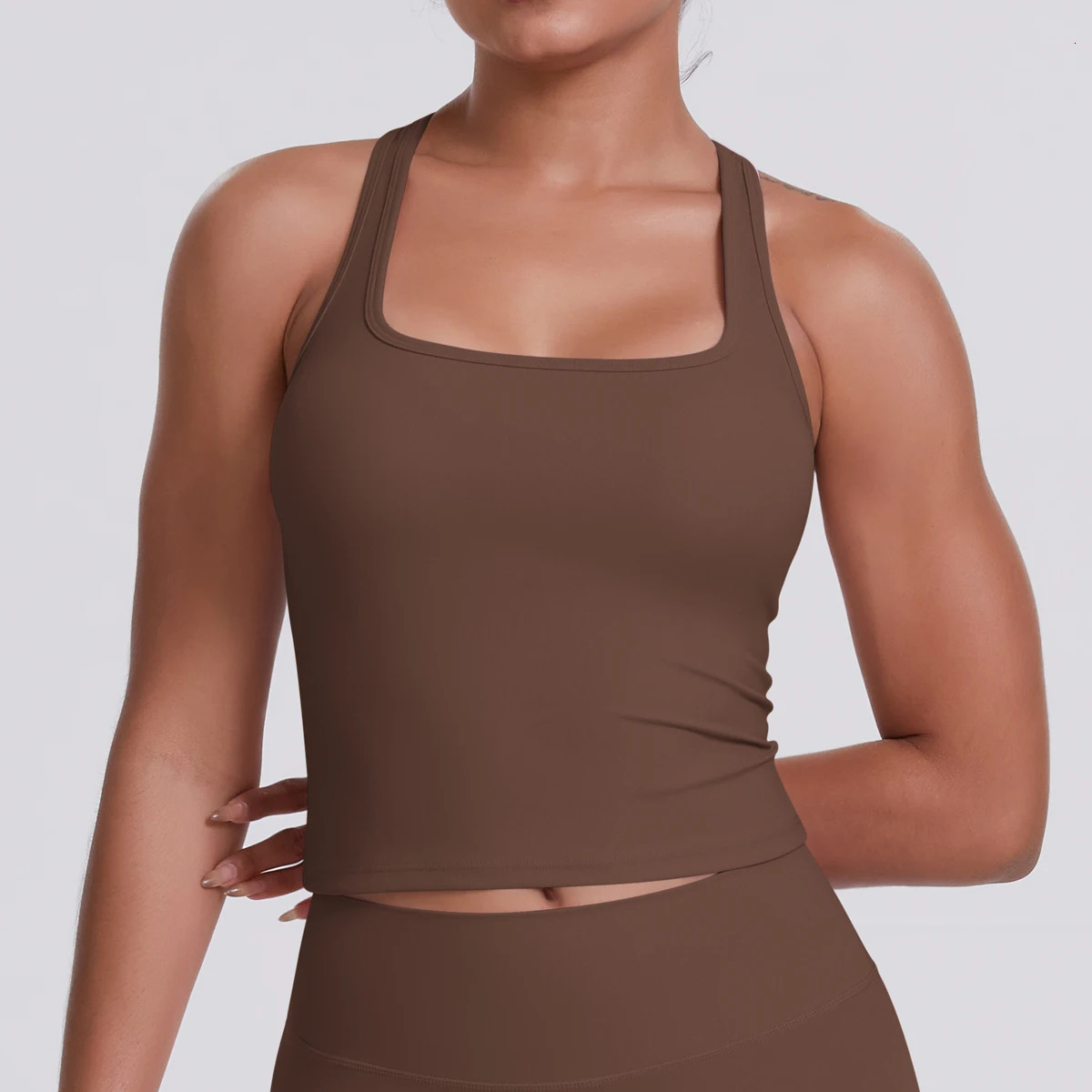Yoga Vest Seamless Running Top Tank Top Short Sleeve Ishape Backless Gym Workout Top Solid Color Nylon Fitness Top 251010