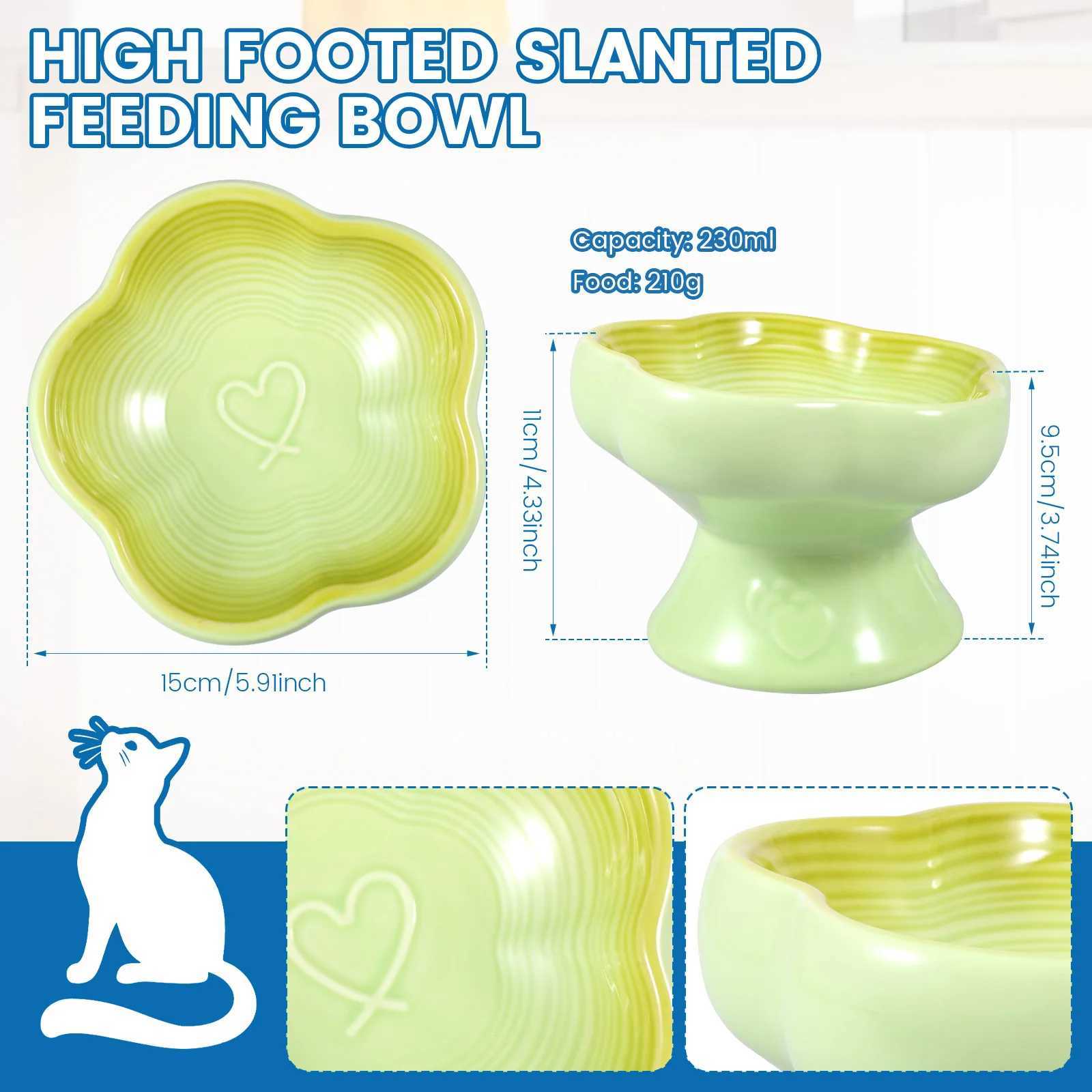 High Footed Slanted Neck Protection Pet Bowl Ceramic Raised Cat Bowl 230 ml 15 Dog Feeder Bowl for Pet Food Water Feeder C251009