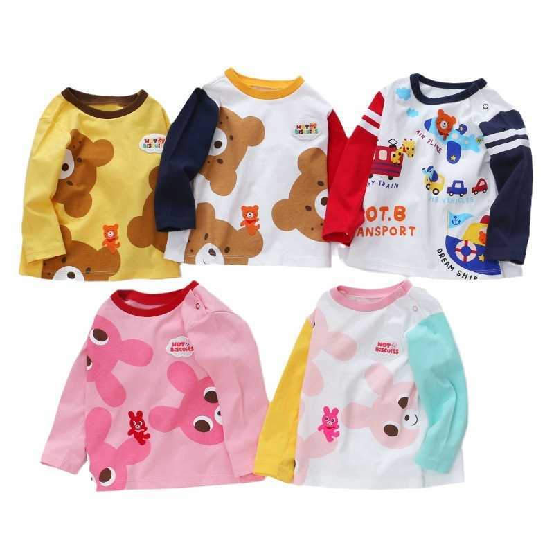 Autumn new style children's clothing: Long-sleeved T-shirt with embroidered and printed cartoon bear and rabbit patterns for boys and girls as th