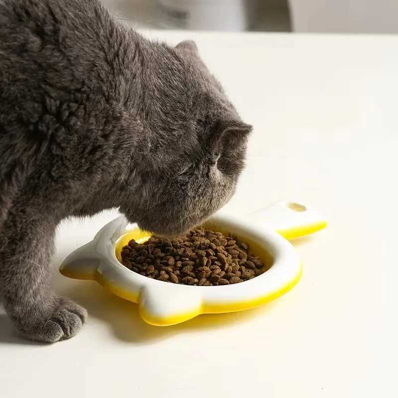 Ceramic Cat Bowl Cat Dog Water Bowl Antitip Neck Support with Handle Food Bowl Dog Food Bowl Pet Products Cat Supplies C251009