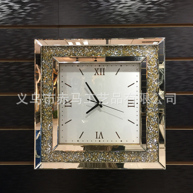 Creative decoration hanging on the wall of the living room clock sun card movement clock mirror glass mirror clock mirror 240919