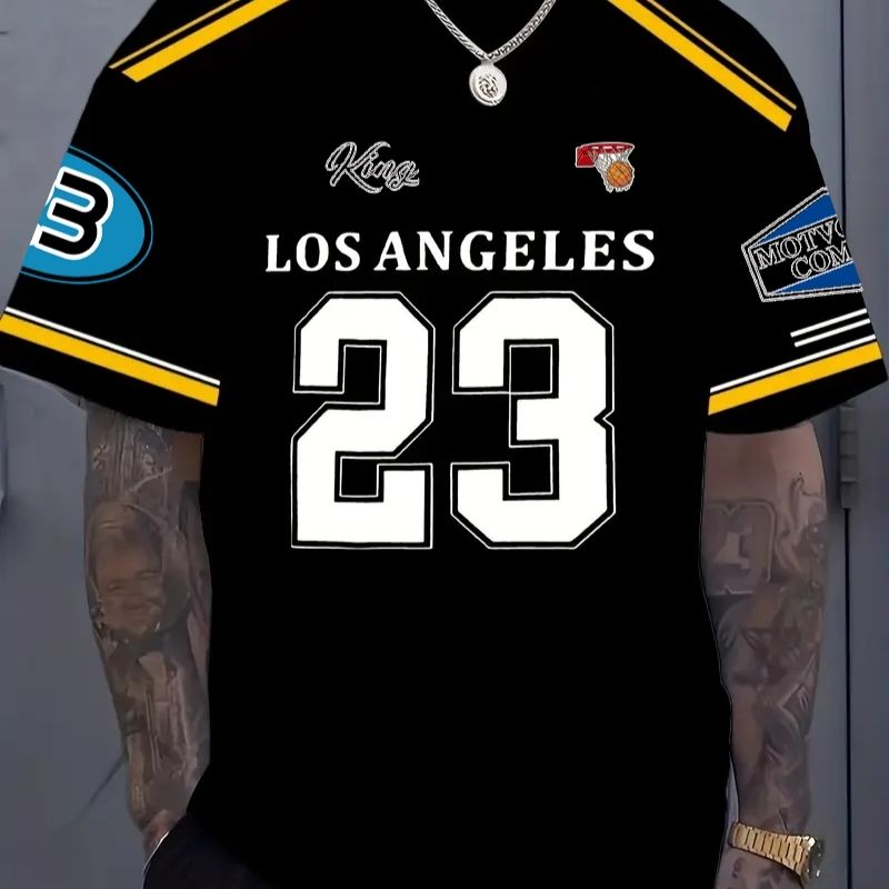 Men's Los Angeles "23" Graphic Oversized T-Shirt - Sports-Inspired Casual Tee-48