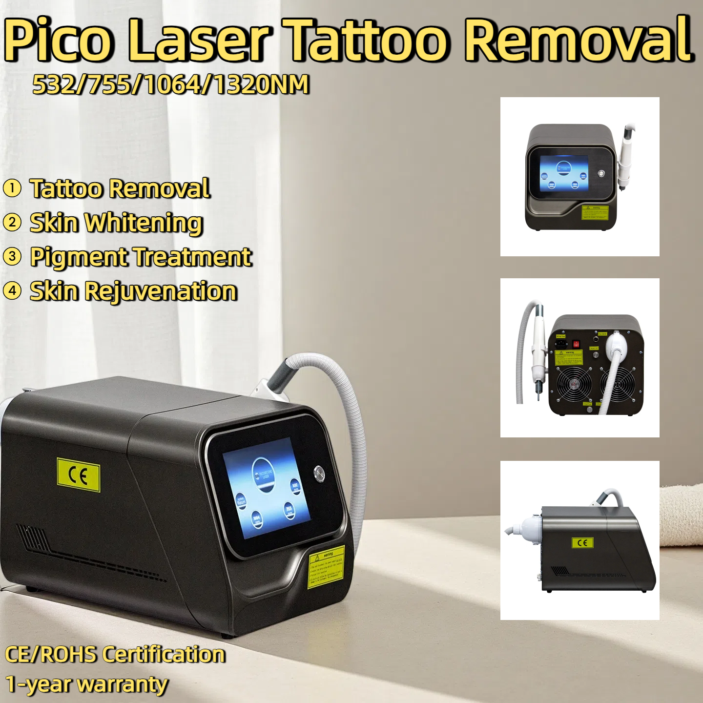 New Professional Picosecond Laser Tattoo Removal Whitening And Skin Rejuvenation Multifunctional Nd: Yag Laser Beauty Tattoo Removal And Eyebrow Remov