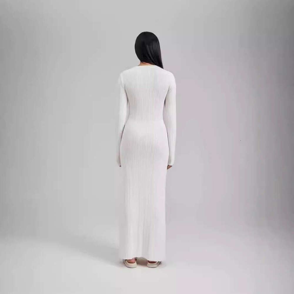 Autumn And Winter Knitted Long Skirt Slim Fit Figure-Flattering Warm Base Long-Sleeve Sweater Dress B5