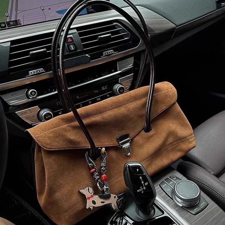 Designer Brown Suede Premium Women's Handbag Autumn/Winter New Multi functional Suede Fashion Shoulder Bag