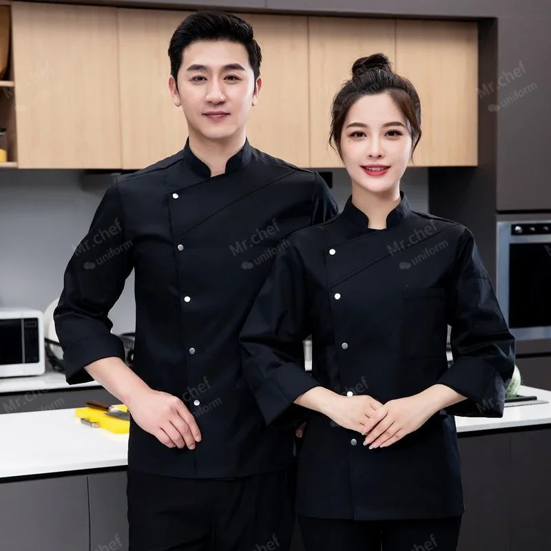 white Chef Jacket Long Sleeve chef uniform Cook Coat Tshirt Baker Work Uniform Waiter Restaurant el Clothe 251009