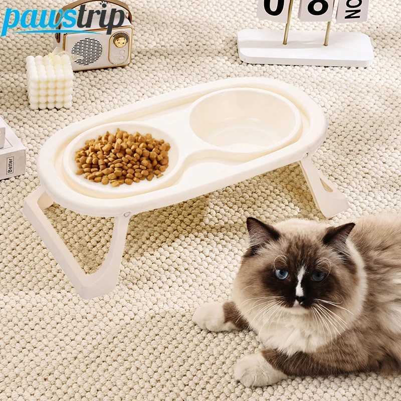 NonSlip Cat Feeder Foldable Pet Bowl for Kitten Lovely Pet Double Bowl With Stand Cat Drinking Bowl Dog Feeder Pet Supplies C251009