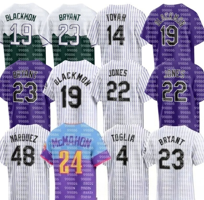 NEW Jersey Custom Rockies''Baseball Charlie 19 Blackmon Kris 23 Bryant Nolan 22 Jones Brenton 9 Doyle Ezequiel Tovar Ryan McMahon Brendan Ro