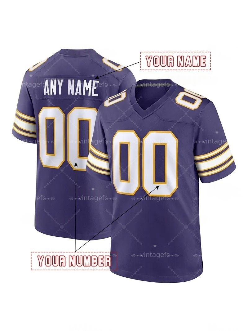 Personalized Custom Football Jersey Jefferson McCarthy Moss Darnold Addison Hockenson Smith Men Women Youth Embroidered Letter Number Design Polyester