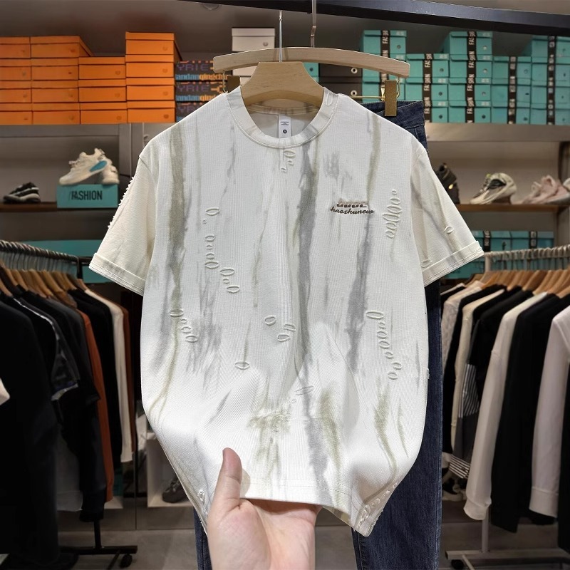 Designer Hoodie 2025 New Vintage Ink Print Short Sleeve T-shirt For Men Summer Designer Shirt Quick-dry Loose American Style Casual Tee Trend