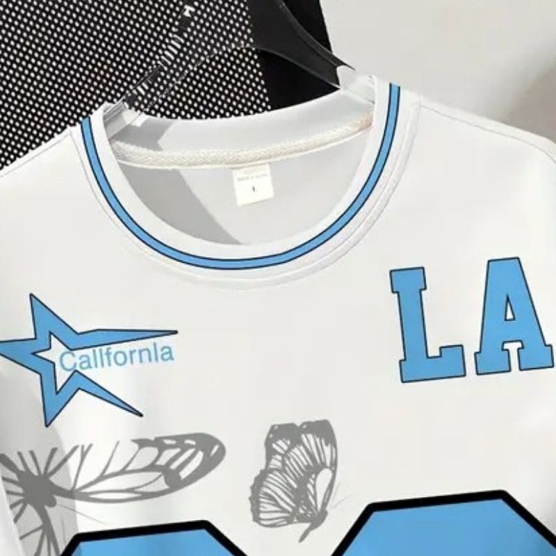 Men's Los Angeles "32" Butterfly Graphic Oversized T-Shirt - Casual Streetwear Tee-47