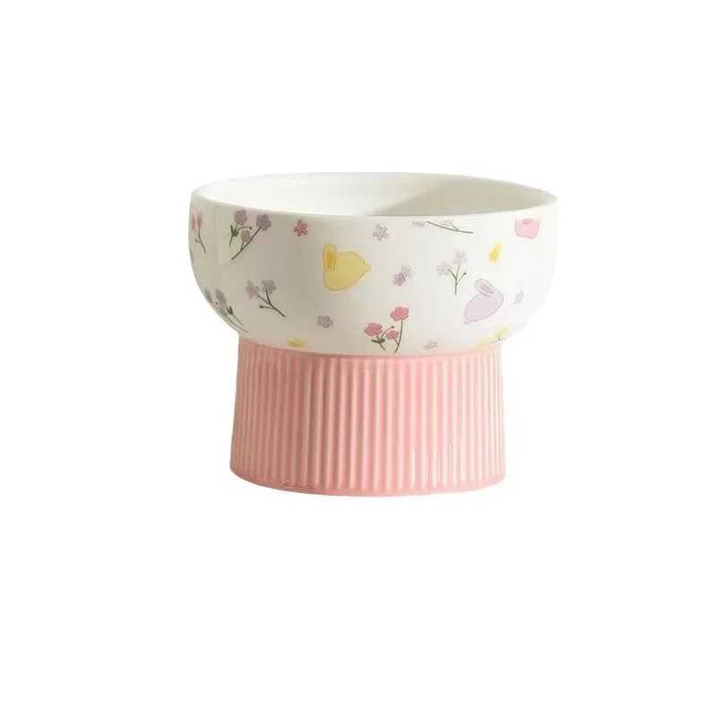 Cat Nordic Style Food Water Bowl Pet Animal Ceramic Eating Dishes High Foot Raised Puppy Cats Matte Bowls Elevated Dog Bowls C251009