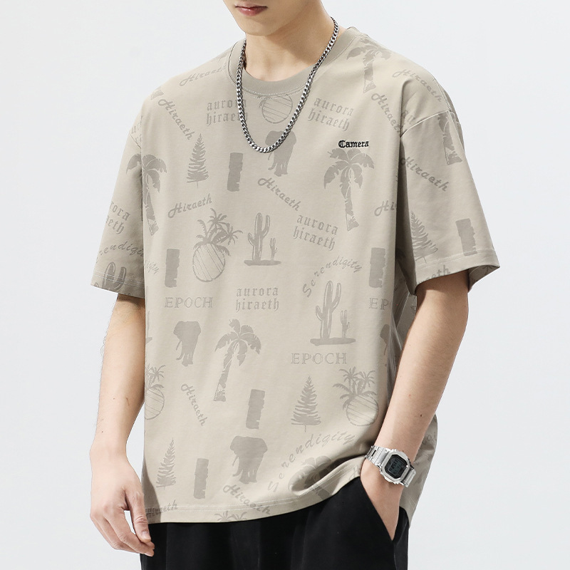 Round Designer Shirt Neck Short Sleeve T-shirt For Men Spring Autumn New Trendy Versatile Quick-dry Designer Hoodie Printed Loose Casual Tee