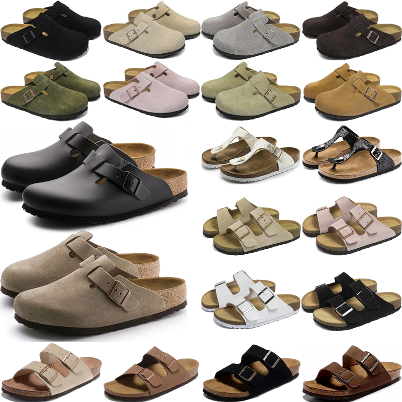 designer slippers for men women clogs slides suede leather sandal buckle strap flip flops sandals taupe black white grey brown red outdoor shoes flat sneakers