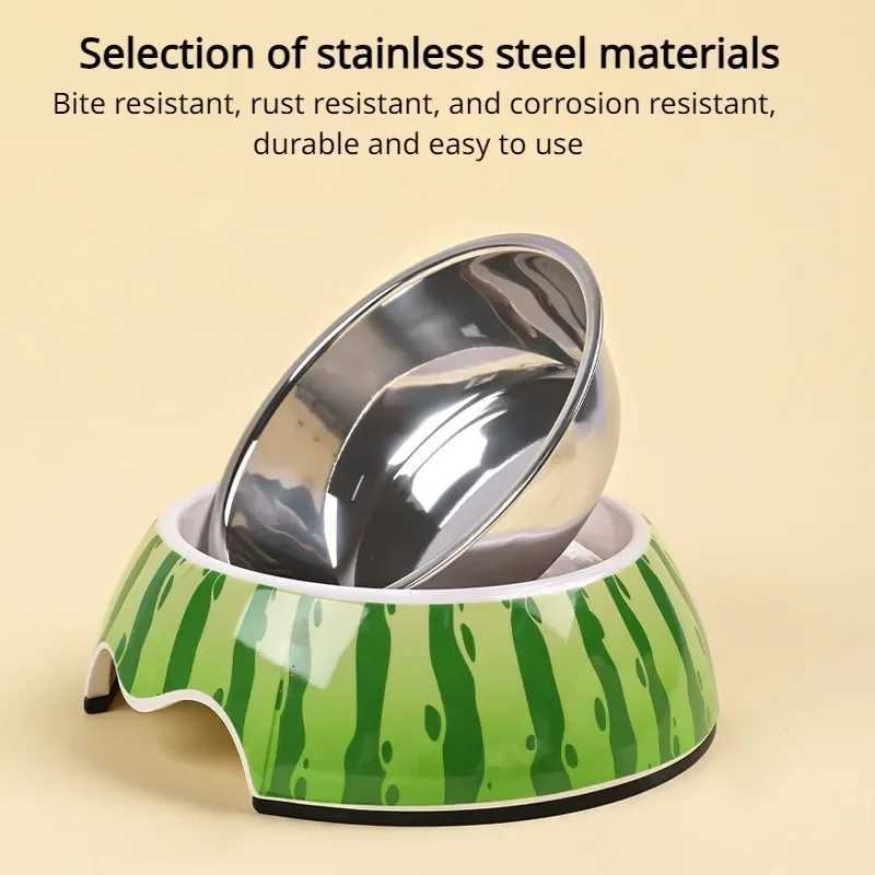 Super Good Quality Pet Bowl Stainless Steel Cartoon Dog Cat Food Feeder Imitation Ceramic Detachable Non Slip Bowls Pet Supplies C251009