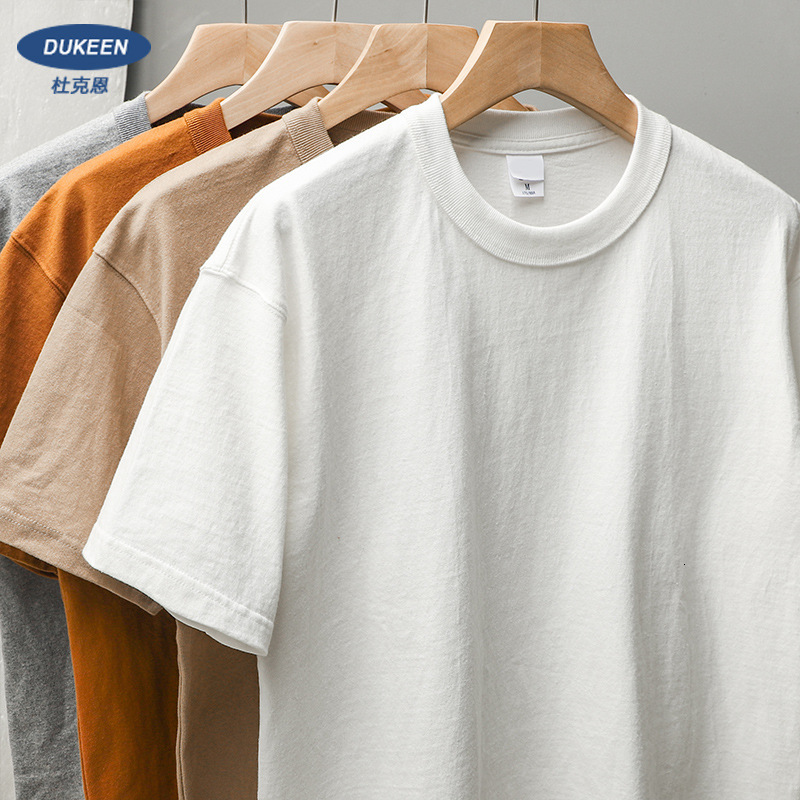 American Style 320g Heavyweight Pure Cotton Short Sleeve T-shirt For Men Summer Designer Designer Shirt Hoodie New Solid Color Half Sleeve Three-needle Base Shirt