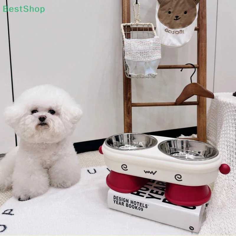 VictoriaHigh Footed Pet Bowl Cat Dog Feeder Stainless Steel Pet Bowl C251009