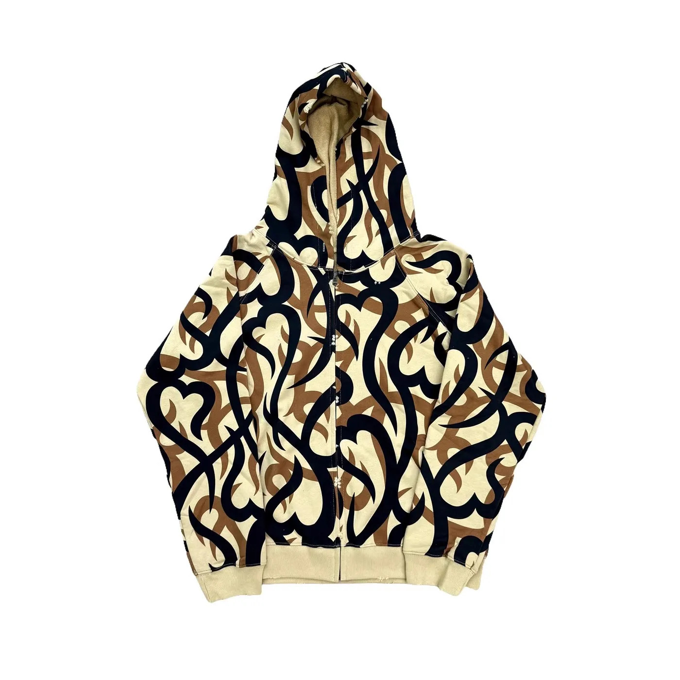 Number Nine Tribal Camo Hearts zip up Thorn Tears Zipper Coat Camouflage hoodies WY1356 251008