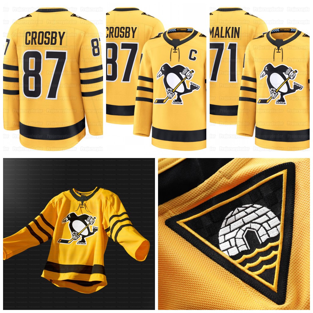 Erik Karlsson Penguins 2025 Third Gold Jerseys Sidney Crosby Kevin Hayes Kris Letang Tristan Jarry Evgeni Malkin LEMIEUX Rakell Justin Brazeau