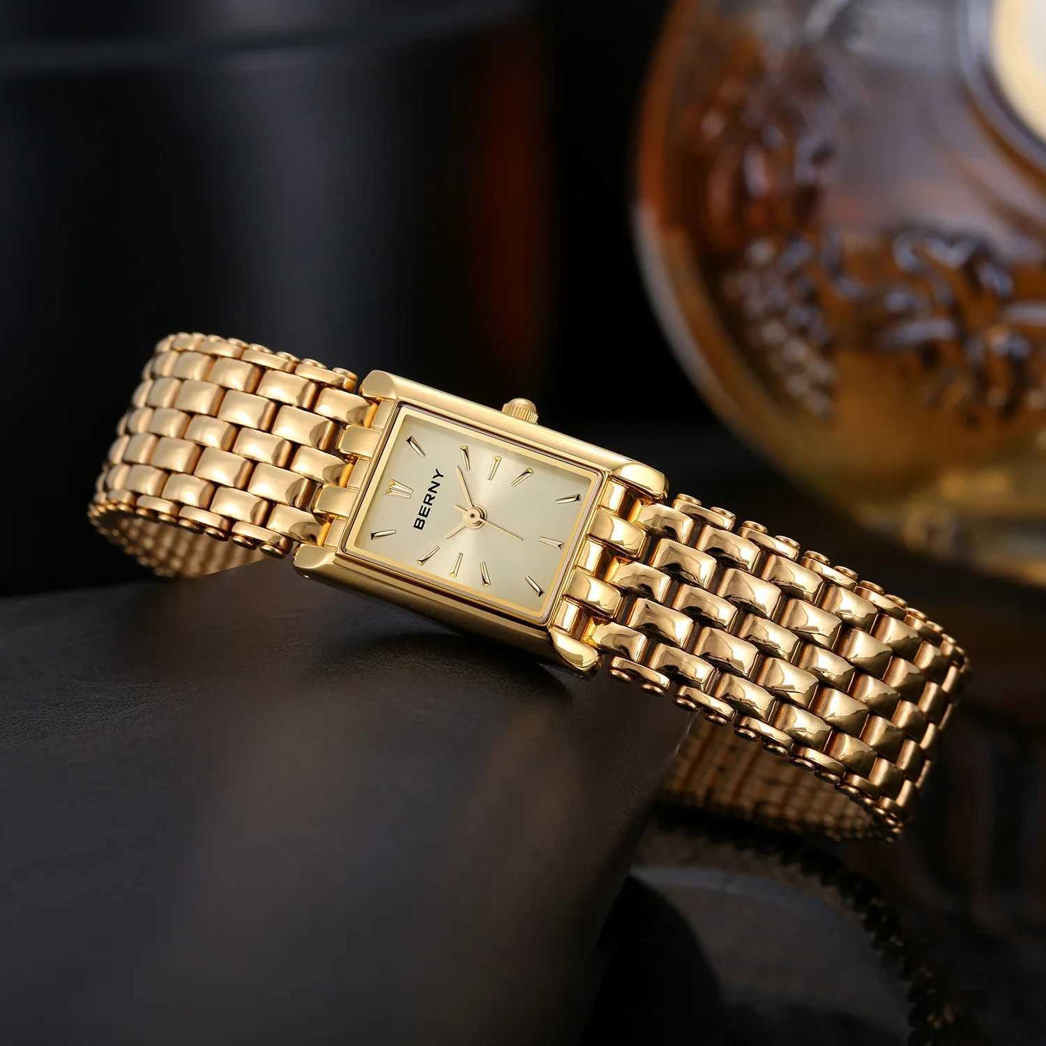 BERNY Gold Watch for Women Square Ladies Quartz Wristwatches Stainless Steel Women Small Gold Watch Luxury Casual Fashion Watch Z251009