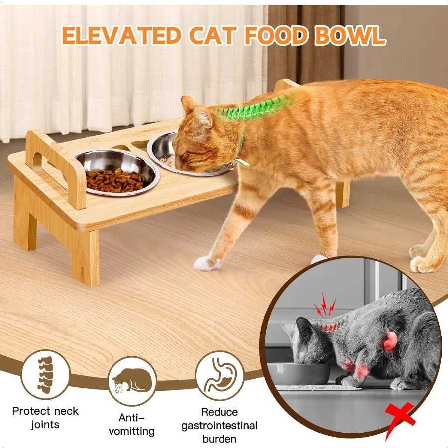 Elevated Cat Food Bowl 3 Stainl Steel Raised Cat Bowls with Stand 15Tilted Cat Bowl for Small Dog Cat Food and Water Bowl Set A C251009