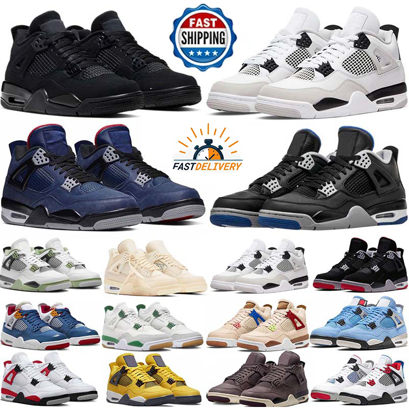 2025 Designer 4 Basketball shoes Men Women 4s Black Cat Bred UNC University Blue Cactus White Grey Pure Royalty Outdoor Sport Sneakers Eur 36-47