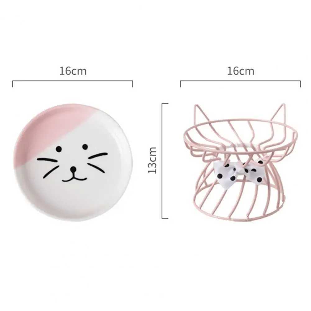 Cat Bowl Ceramic High Foot Neck Guard Food Bowl Shallow Mouth Large Diameter Pet Food Dish Garfield Cat Special Flat Face Bowl C251009