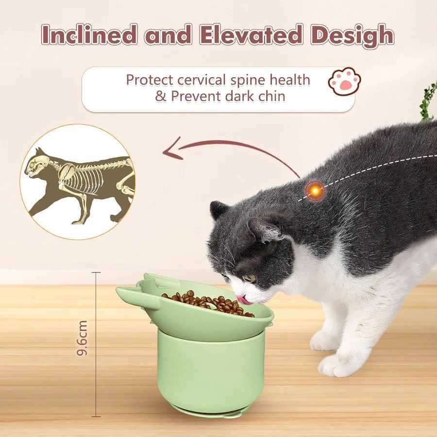 Silicone Slow Feeder Cat Bowl Elevated Cat Slow Feeder with Suction Cups MultiAngle Tilt Design No Black Chin Suitable for Dry C251009