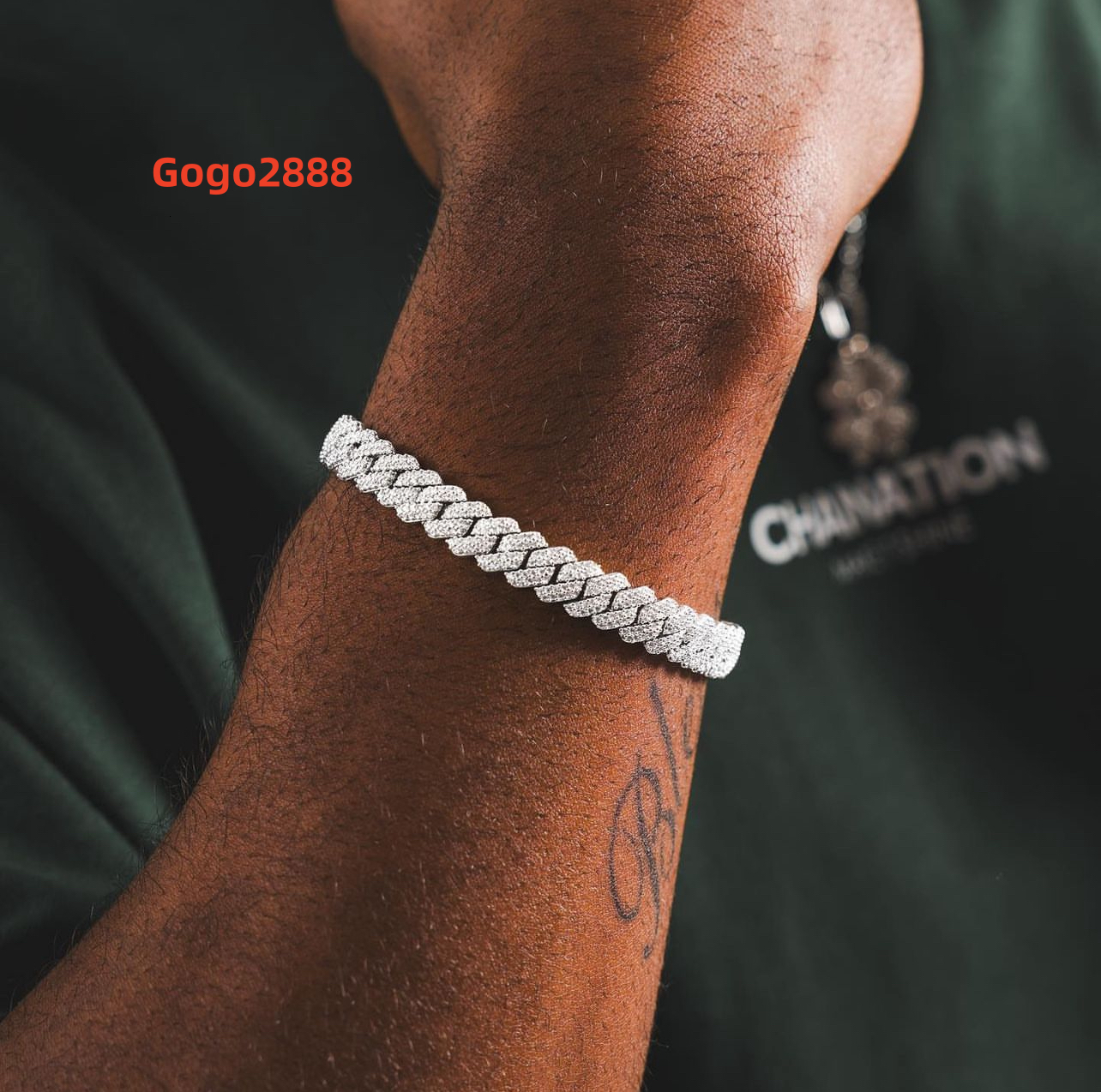 RTS Hot Sale Moissanite Bracelet 2rows 8mm20mm Wide Hip Hop Bracelet S925 Silver VVS Moissanite Diamond Cuban Bracelet for Men