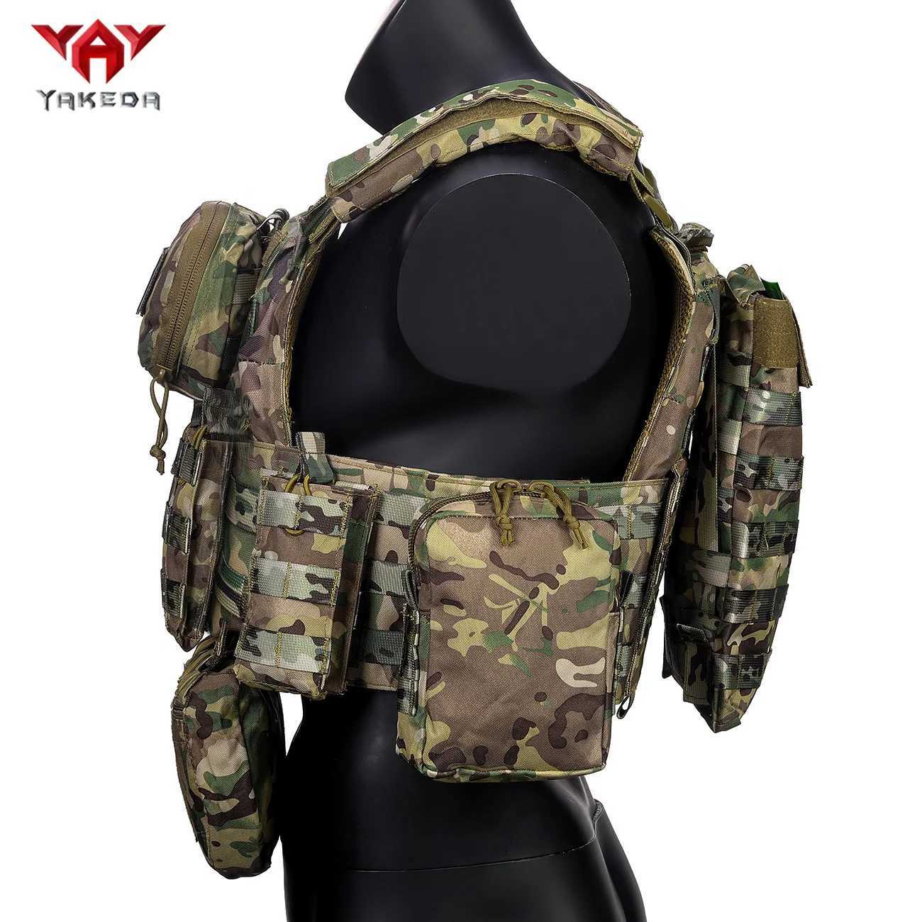 YAKEDA Multiple Equipment Bags Hunting Vest with Front Triple Equipment Bag and Several Accessory Pockets XJ251114