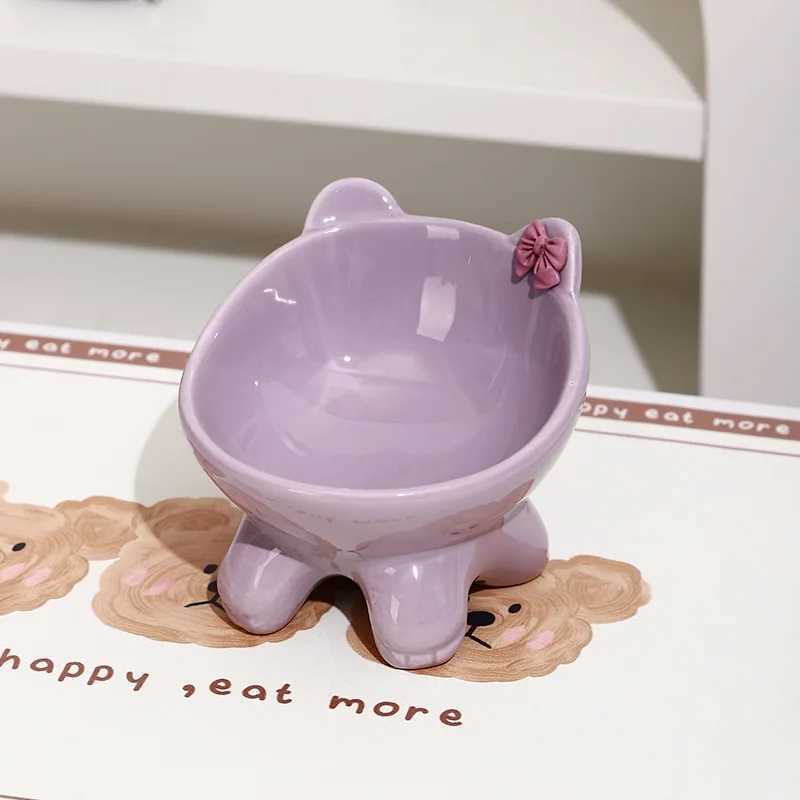 Super Cute Ceramic Cat Bowl Dog Bowl Pet Supplies Cat Rice Bowl Cat Eating Bowl Cat Food Dish Stylish Pet Feeder C251009
