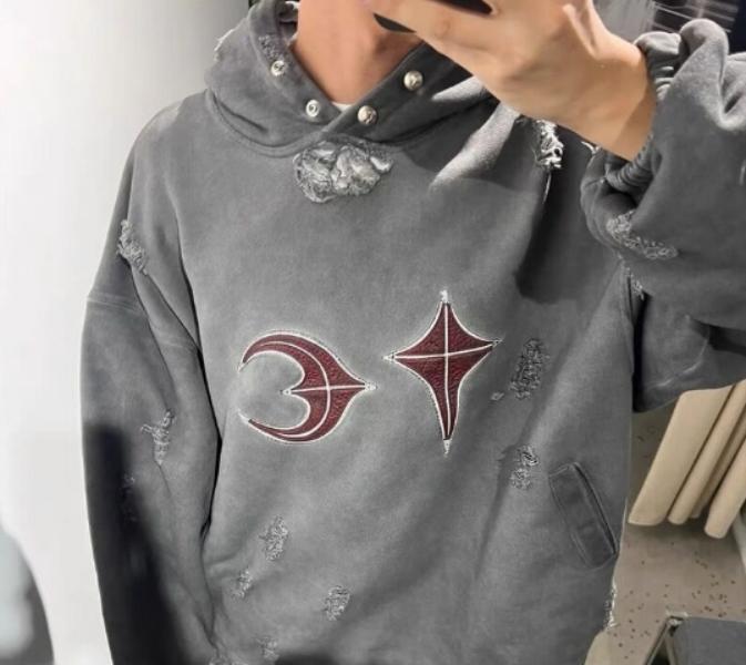 Men's Hoodies THUG CLUB Trend Hole Retro Vintage Clothing Top Quality Loose Oversized Streetwear Sweatshirt Pullover For Men