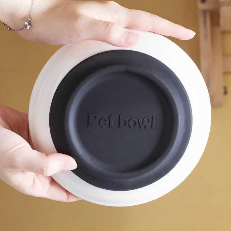 Ceramic Feed Bowl for Kittens Pet Cat AntiSlip Platter Silicone Pad Support Charming Pet Essentials C251009